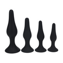 Ensemble de 4 plugs anaux en silicone fins - S/M/L/XL - Noir