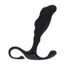 Masseur prostatique en silicone pro avec boucle dure ondulée - L - Noir