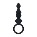 Probe Anal en Silicone Rainuré avec Anse - Noir