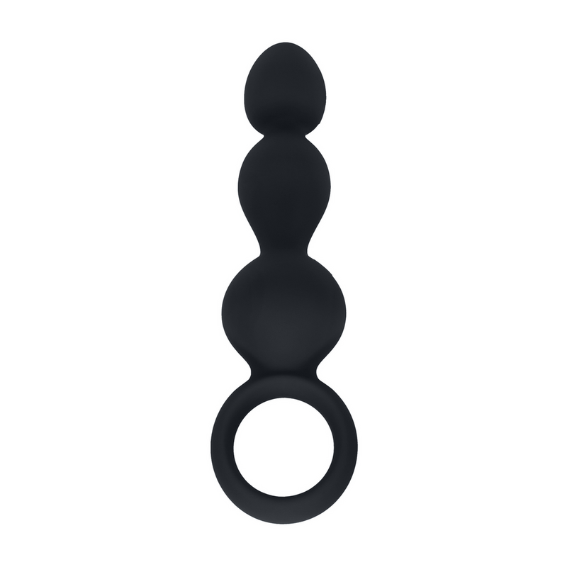 Sonde anale en silicone perlé avec boucle - Noir