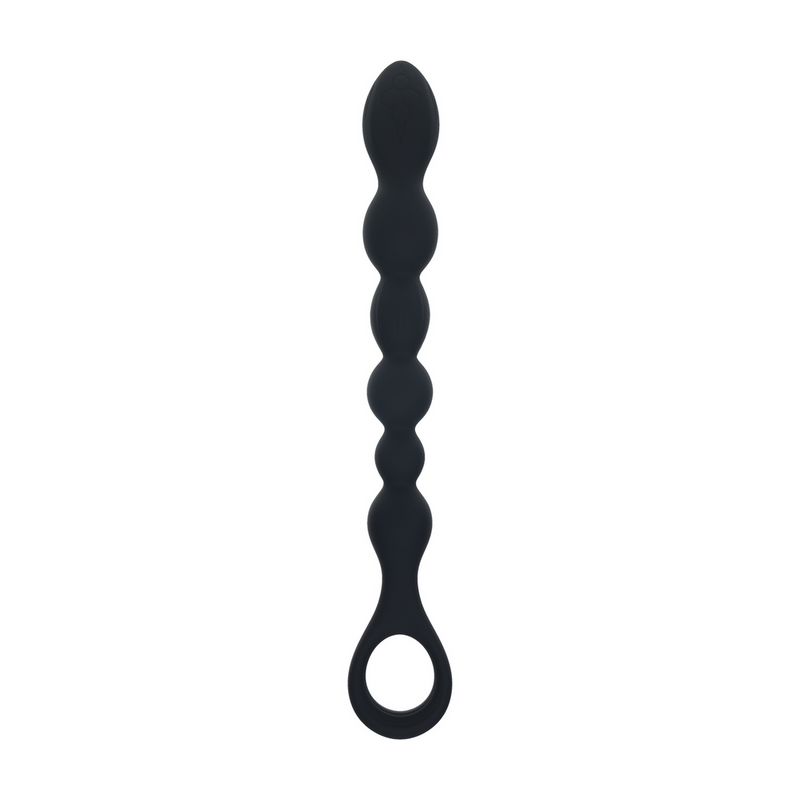 Sonde anale en silicone à boucle avec perles - Noir