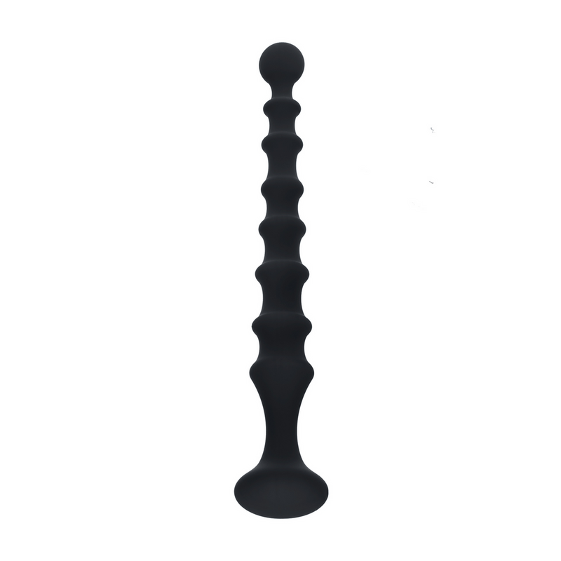Probe anale évasée en silicone nervuré - Noir
