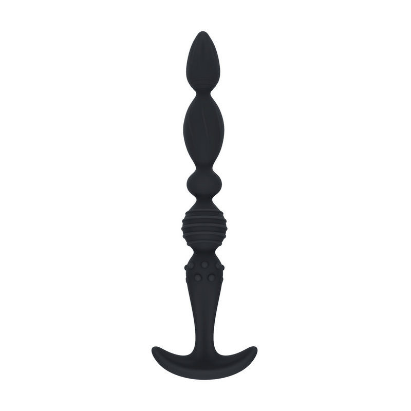 Sonde anale évasée en silicone multi-texturé - Noir