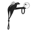 Cockring et boucle de tige en silicone vibrant ajustable Bunny - Noir