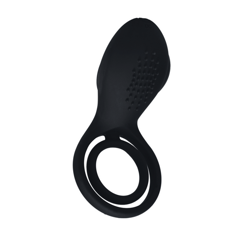 Anneau vibrant pour pénis et testicules avec stimulateur à ailes - Noir