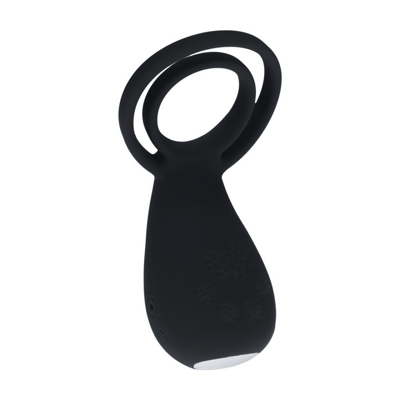 Anneau vibrant pour pénis et testicules avec stimulateur en forme de patte - Noir
