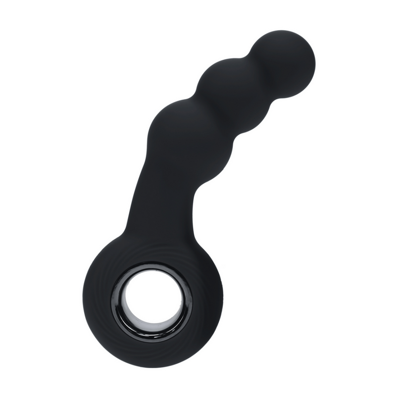 Masseur prostatique en silicone vibrant avec perles et boucle - Noir