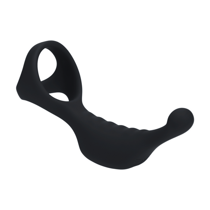 Stimulateur prostatique en silicone vibrant avec cockring Tri O - Noir