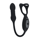 Cockring en silicone tri O vibrant et à poussée avec stimulateur de prostate - Noir