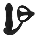 Masseur prostatique en silicone vibrant et à propulsion avec cockring Tri O - Noir