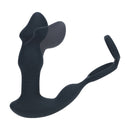 Stimulateur prostatique en silicone avec anneau péni, télécommande, vibrant et à poussée - Noir
