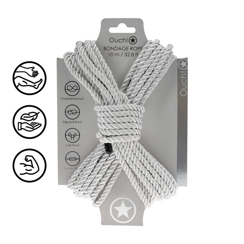 Corde de bondage en polyester - 10 m - Argent