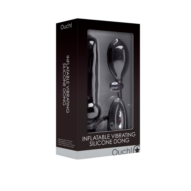 Dildo en silicone gonflable et vibrant - Noir