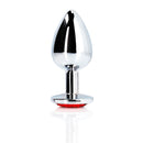 Plug anal en gemme ronde - Moyen - Argent/Rouge Rubis