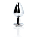 Plug anal en gemme ronde - Petit - Argent/Diamant