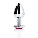 Plug anal en forme de cœur - Petit - Argent/Rubellite rose