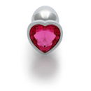Plug anal en forme de cœur - Petit - Argent/Rubellite rose