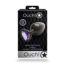 Plug anal en forme de cœur - Grand - Gunmetal/Violet Améthyste