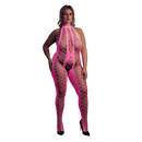 Bodystocking avec halter - Grande taille - Rose néon