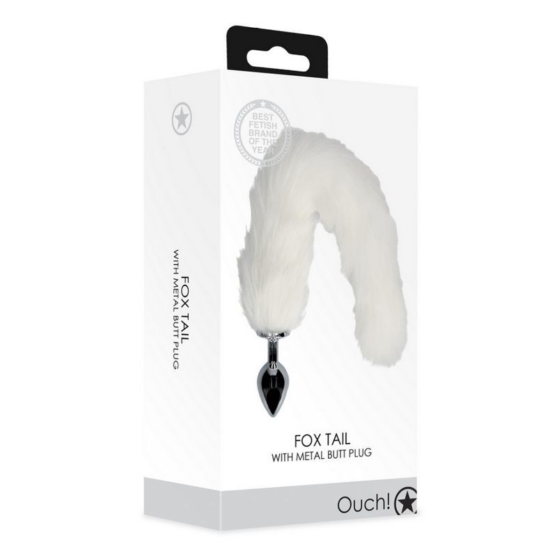 Queue de renard avec plug anal en métal - Blanc