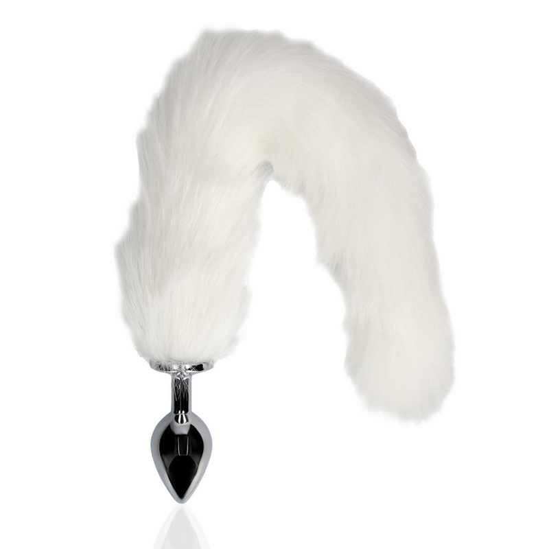 Queue de renard avec plug anal en métal - Blanc