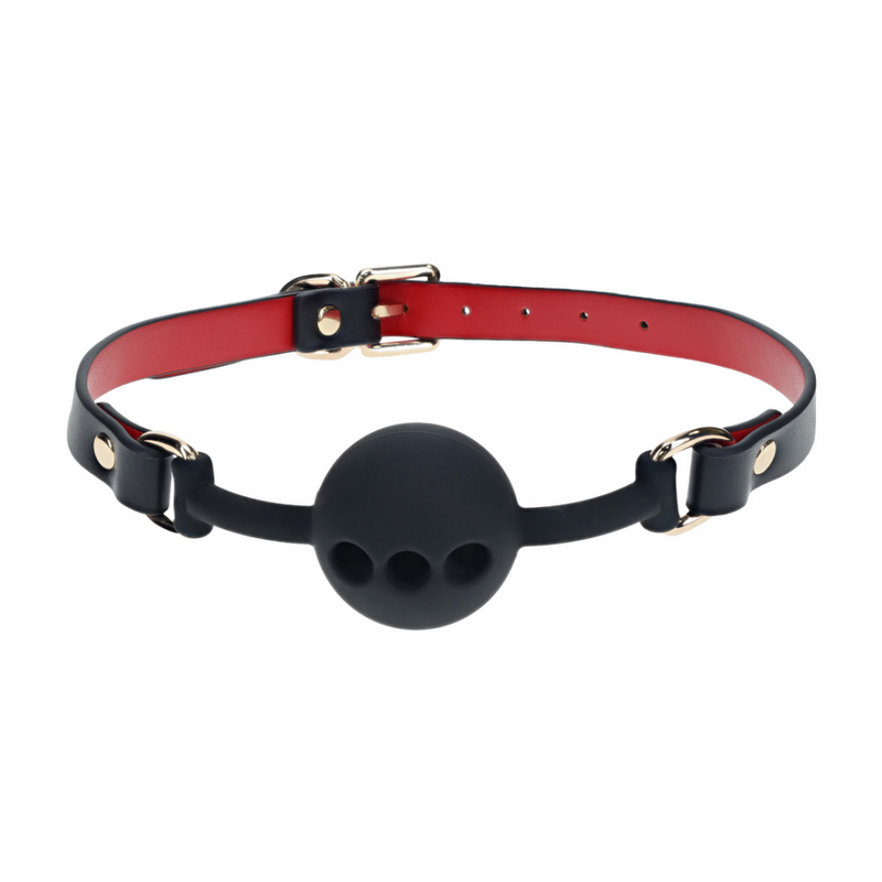 Collection Milan - Boule de gag en silicone - Noir/Rouge