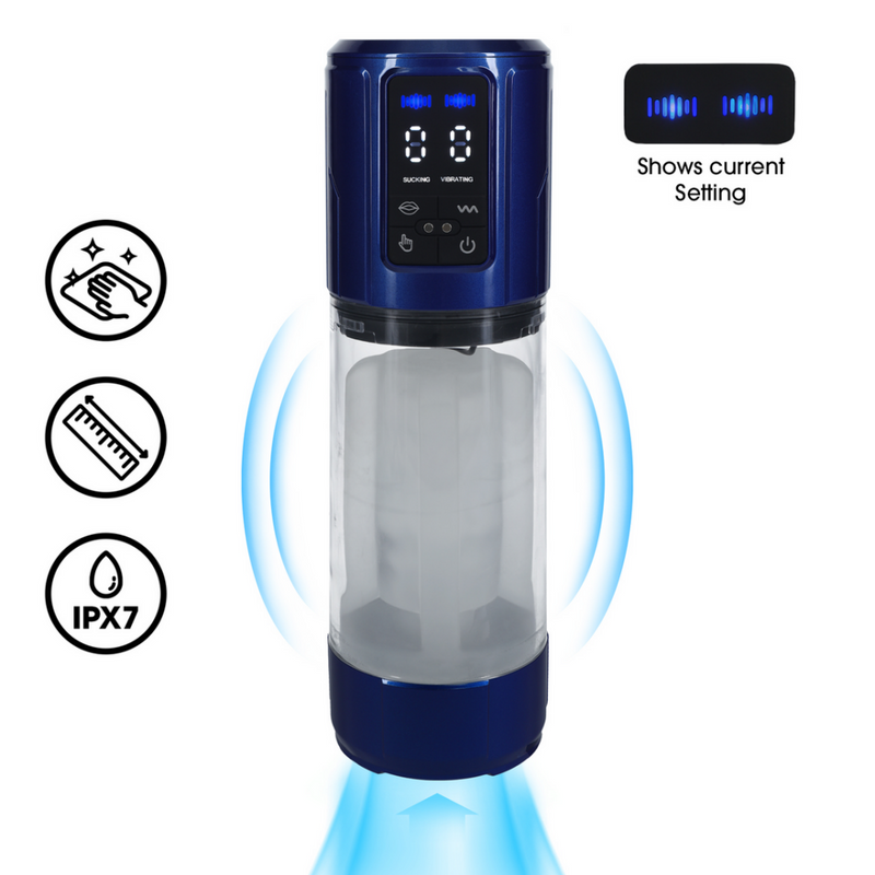 UltraLift - Pompe de Masturbation Automatique Étanche - Bleu Métallique