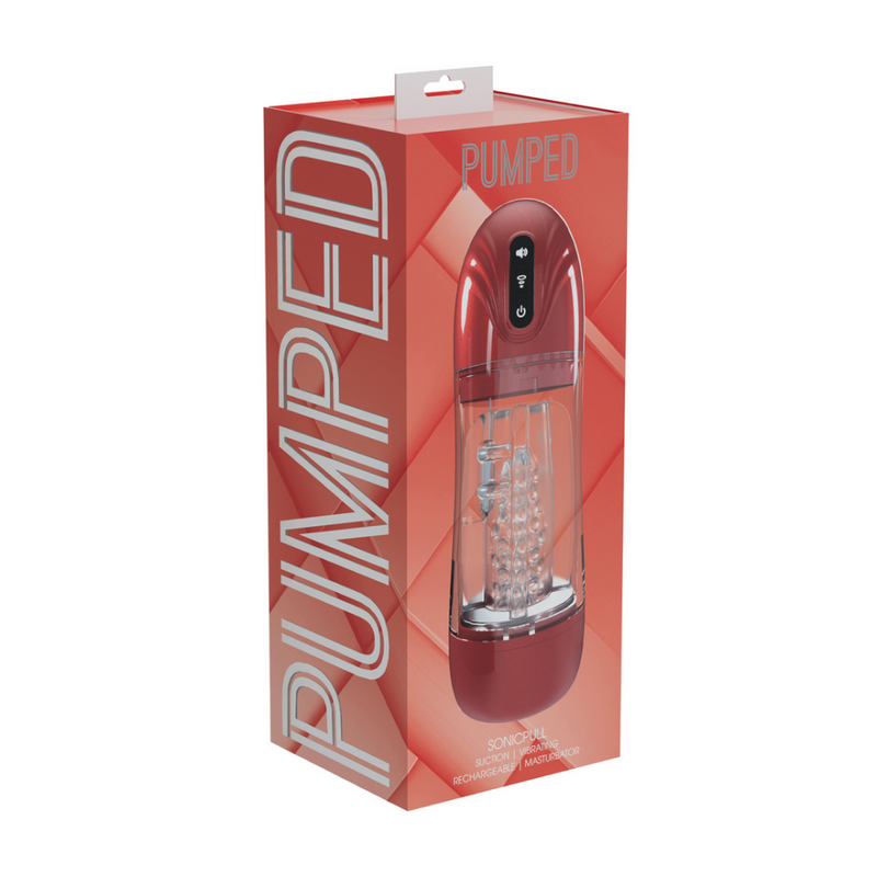SonicPull - Suction and Vibration Masturbator Pump - Multimedia Enhanced - Metallic Red