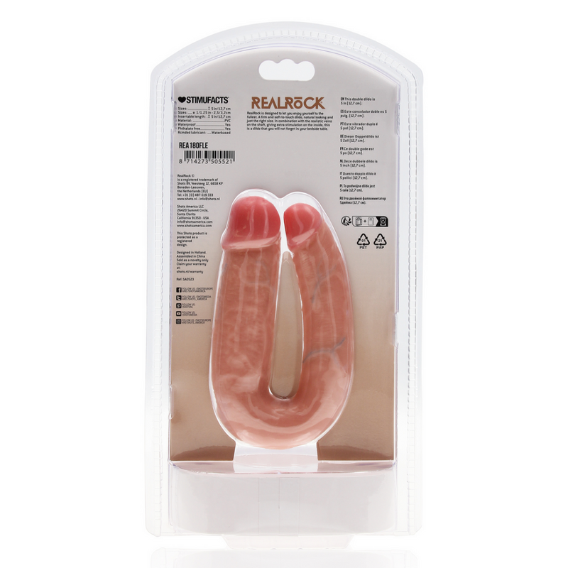 U Shaped Double Dildo 5 / 12,7 cm - Flesh