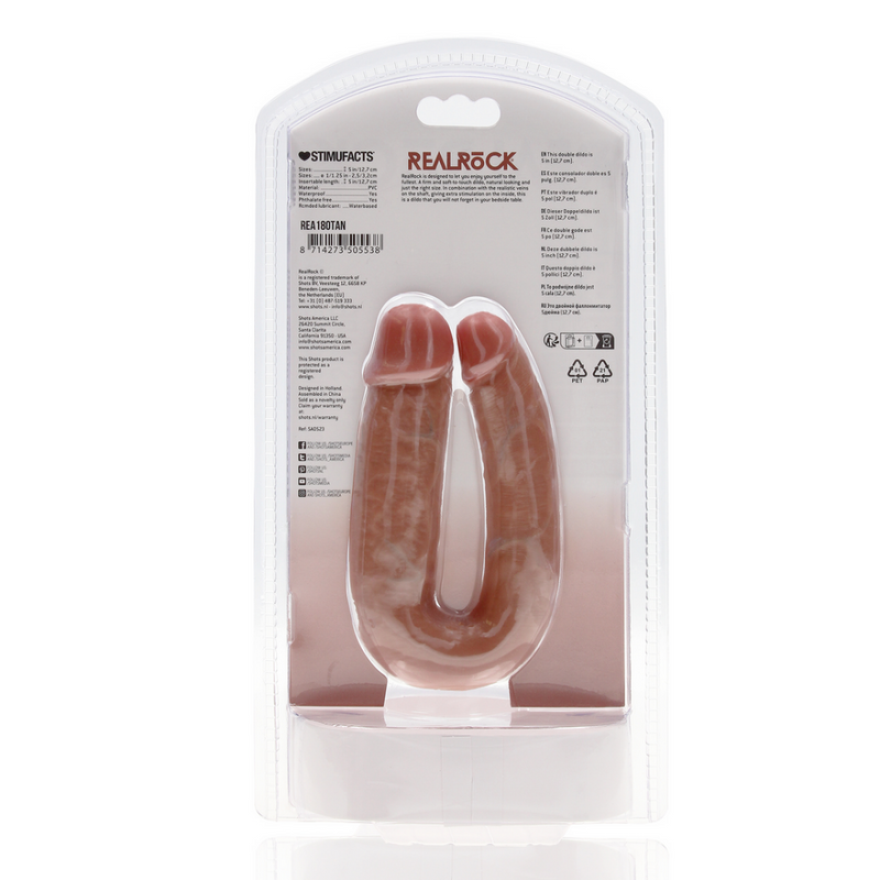 Double Dildo en U 5 / 12,7 cm - Tan