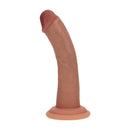 Dildo réaliste courbé en silicone à double densité avec ventouse - 6 / 15,5 cm - Tan