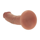 Dildo réaliste courbé en silicone à double densité avec ventouse - 7 / 18,5 cm - Tan