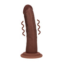 Dildo vibrant réaliste courbé en silicone à double densité avec ventouse - 6 / 15,5 cm - Marron