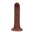 Dildo vibrant réaliste courbé en silicone à double densité avec ventouse - 6 / 15,5 cm - Marron