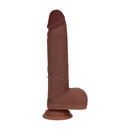 Dildo vibrant réaliste en silicone à double densité avec boules - 8 / 20,3 cm - Marron