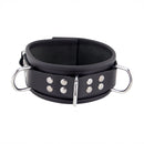 Collier en cuir 3 anneaux D - Noir