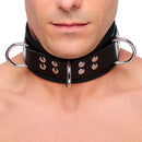 Collier en cuir 3 anneaux D - Noir