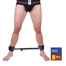 Barre d'écartement en métal réglable avec menottes en cuir - 35 à 60 cm - Noir