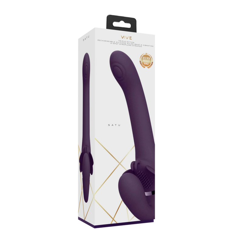 Satu - Pulse-Wave and Vibrating Strapless Strapon - Purple