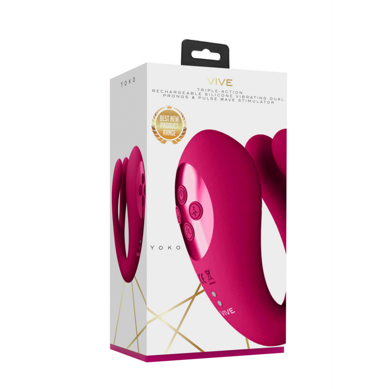 Yoko - Vibrateur à Triple Action Prongs Doubles avec Vague de Pulsation Clitoridienne