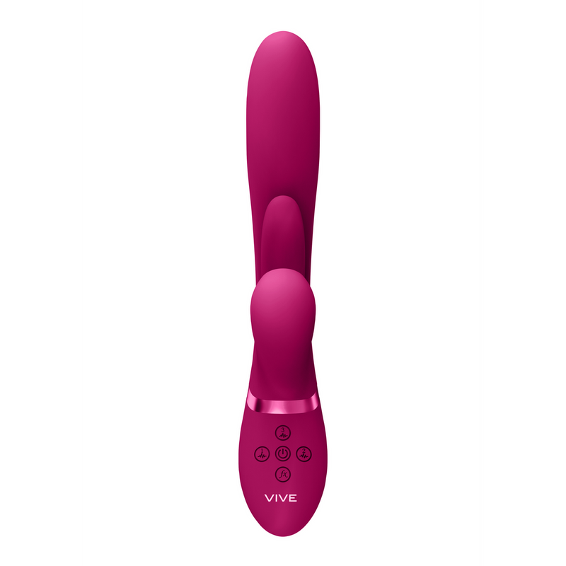 Kura - Thrusting G-Spot Vibrator with Flapping Tongue and Pulse Wave Stimulator - Pink