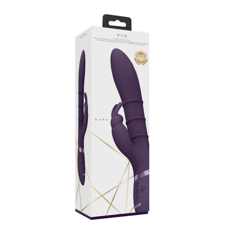 Sora - Anneaux de stimulation Up  Down, Rabbit vibrant pour le point G - Violet