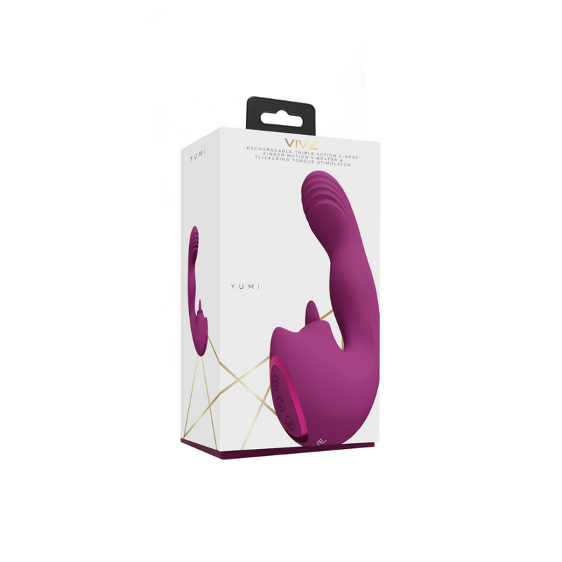 Yumi - Vibromasseur à moteur triple pour le point G et stimulateur de langue vibrante - Rose