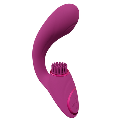 Gen - Vibreur G-Spot à triple moteur avec onde pulsée et poils vibrants - Rose