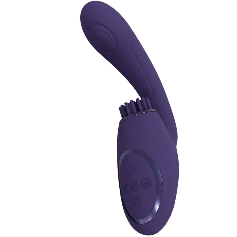 Gen - Vibrateur G-Spot Triple Moteur avec Onde Pulsée et Poils Vibrants - Violet