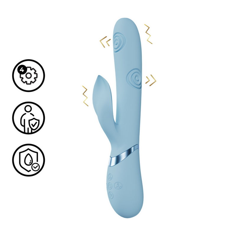 Fronda - Stimulateur Clitoridien Vibrant et Tapotant en Forme de Feuille pour le Point G - Bleu