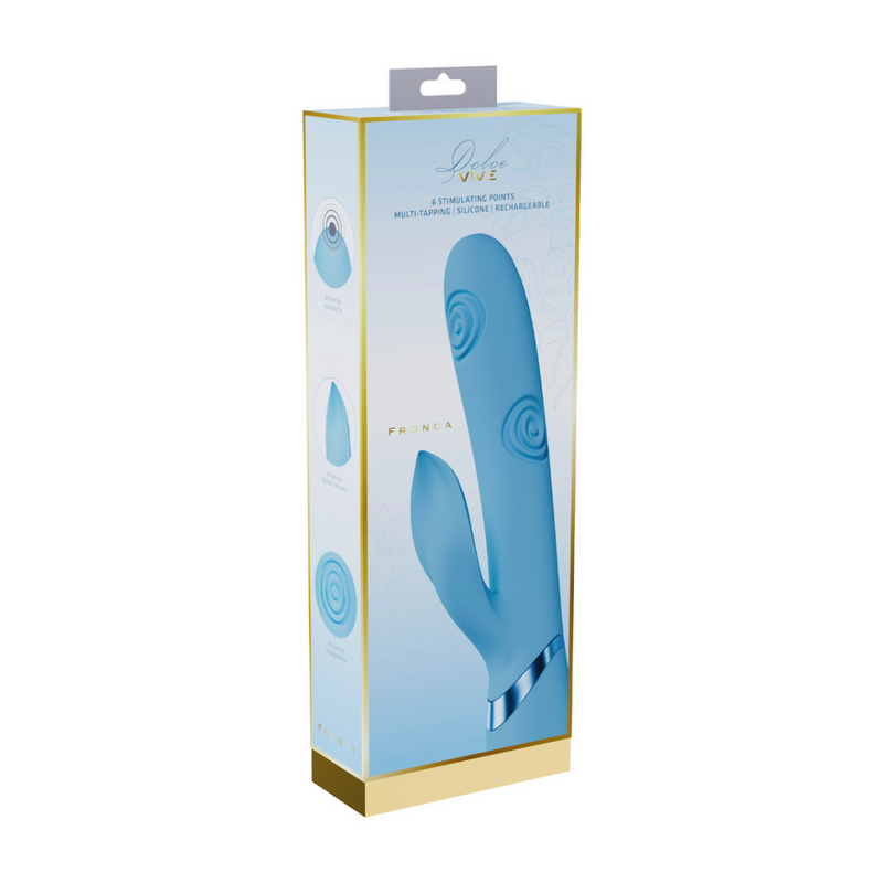 Fronda - Stimulateur Clitoridien Vibrant et Tapotant en Forme de Feuille pour le Point G - Bleu