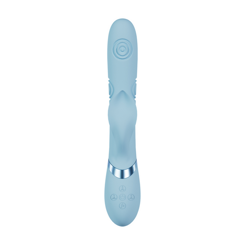 Fronda - Stimulateur Clitoridien Vibrant et Tapotant en Forme de Feuille pour le Point G - Bleu