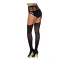 Caged Seamless Garter Belt Pantyhose - One Size