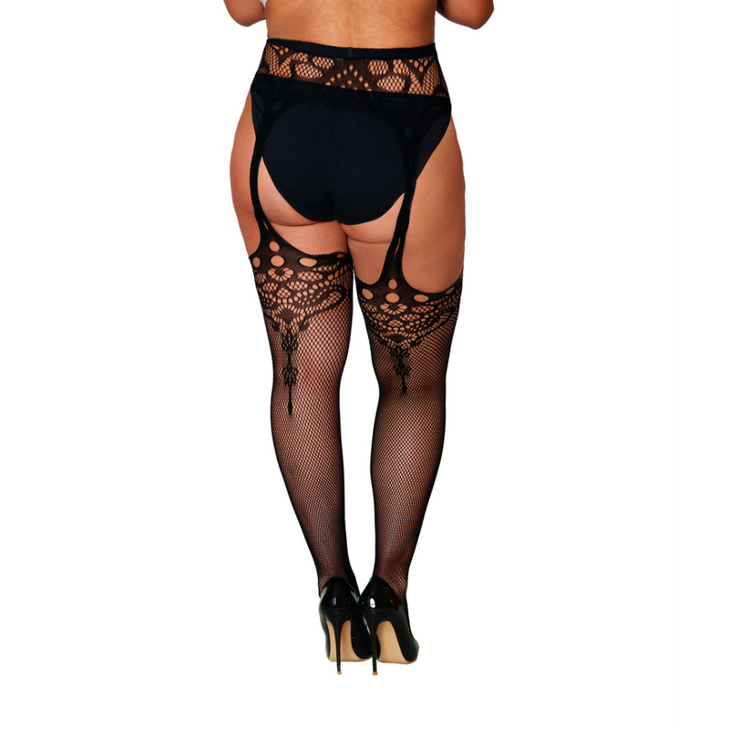 Nouveauté Garter Hose Diamond - Grande Taille - Noir